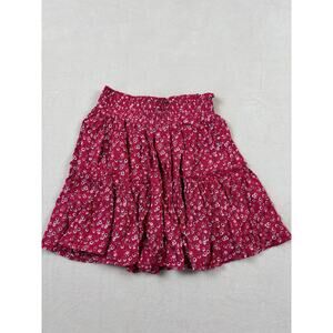 Princess Polly pink floral‎ elastic waist mini skirt size 0